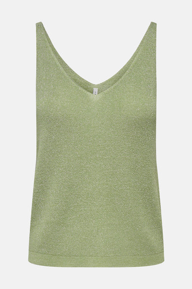 Débardeur vert en maille brillante de ONLY, avec encolure en V et fines bretelles.