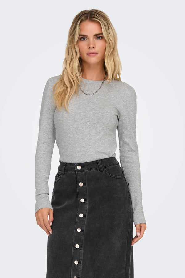 Top uni manches longues Gris - ONLY®
