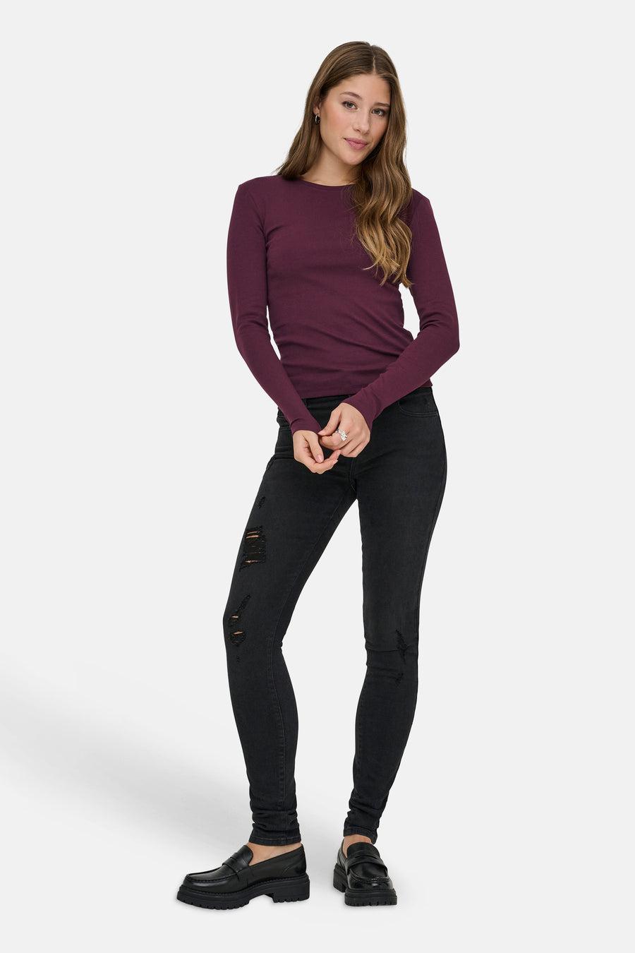Top uni manches longues mauve - ONLY®