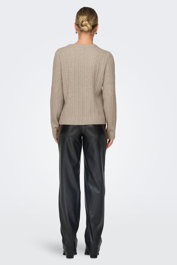 Pull col rond Beige - ONLY®