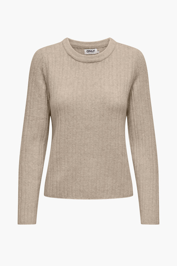 Pull col rond Beige - ONLY®
