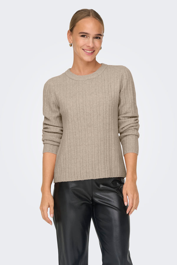 Pull col rond Beige - ONLY®