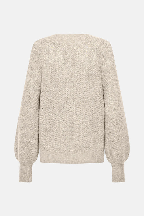 Pull met V-hals - ecru