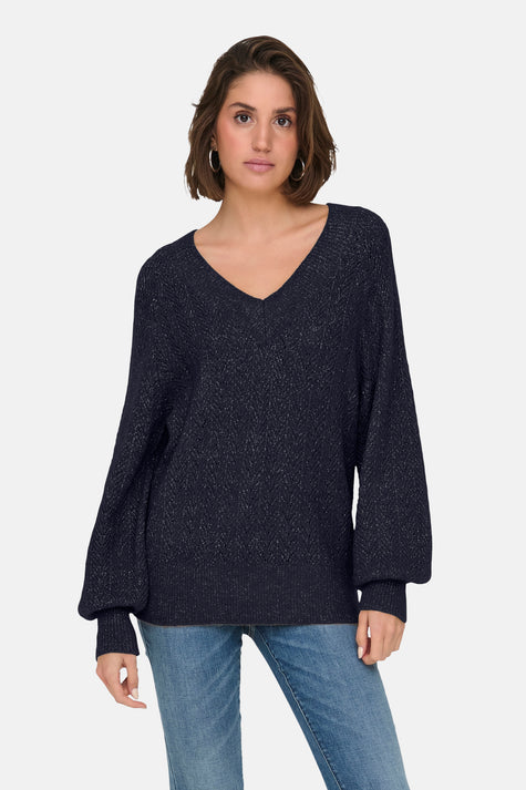 Pull met V-hals - blauw