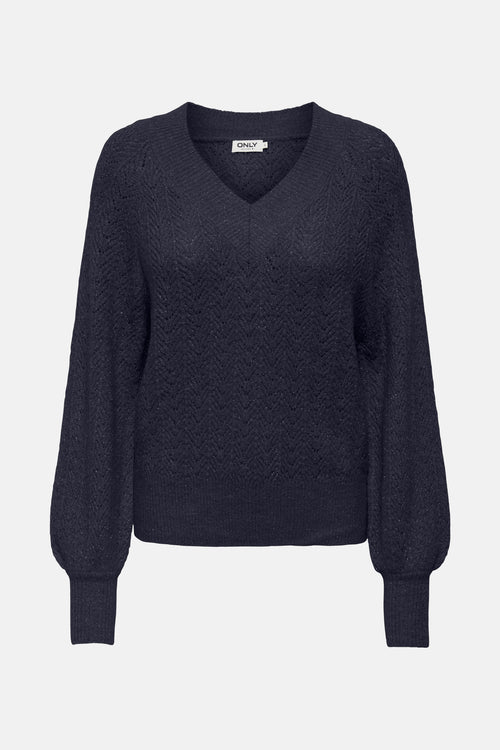 Pull met V-hals - blauw