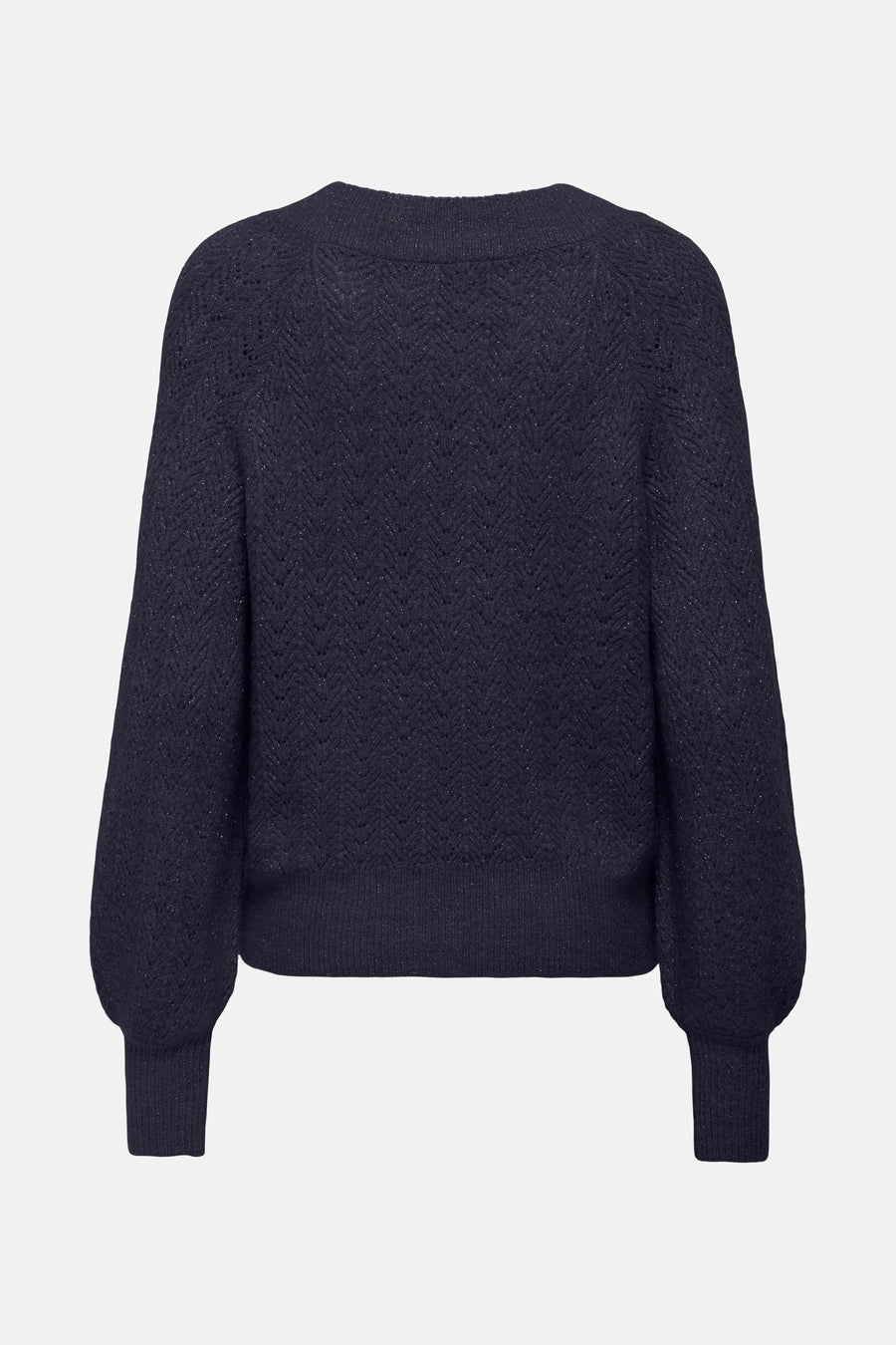Pull bleu marine à col V par ONLY®, avec un motif à chevrons tricoté.
