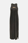 Robe longue noire par ONLY, avec un motif « Rock On » sur le devant et une fente latérale.
