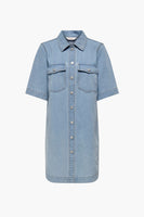 Kleedje met korte mouwen - light blue denim