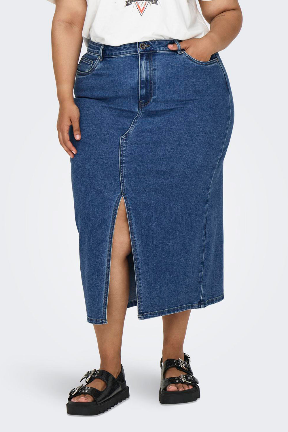 Jupe longue MID BLUE DENIM - CARMAKOMA