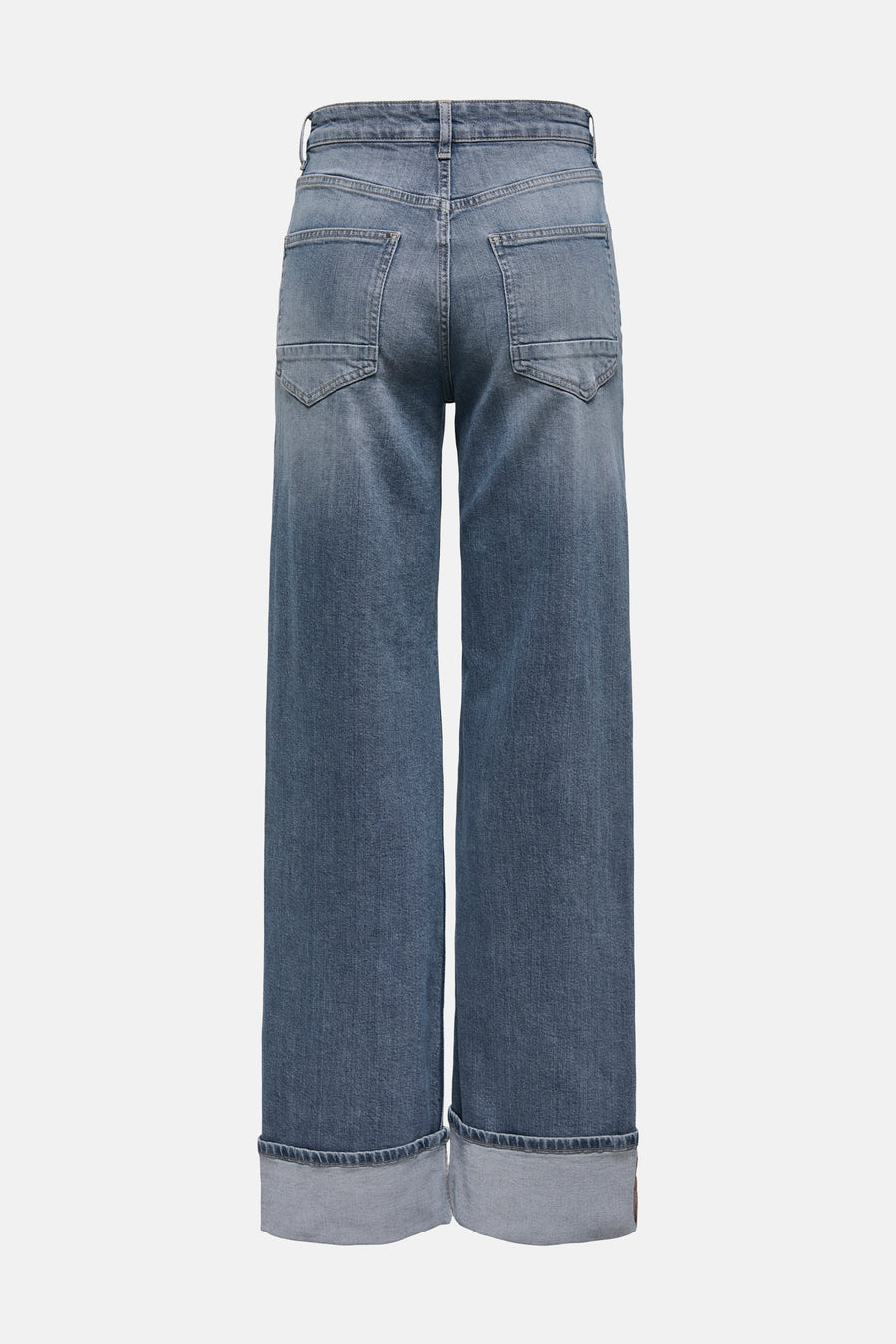 Middelblauwe wijde jeans van ONLY, met omgeslagen enkels
