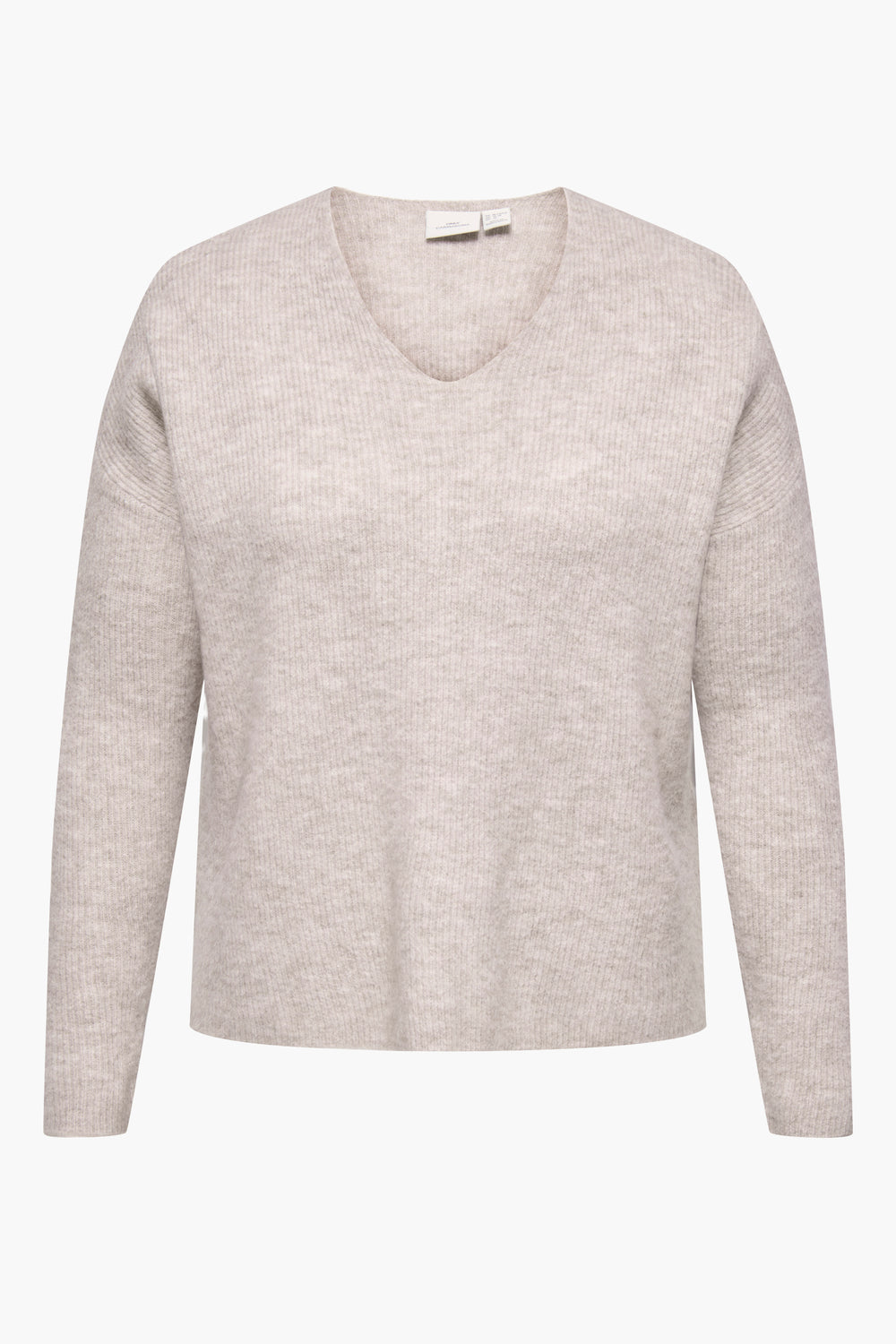 Trui met V-hals Beige - CARMAKOMA