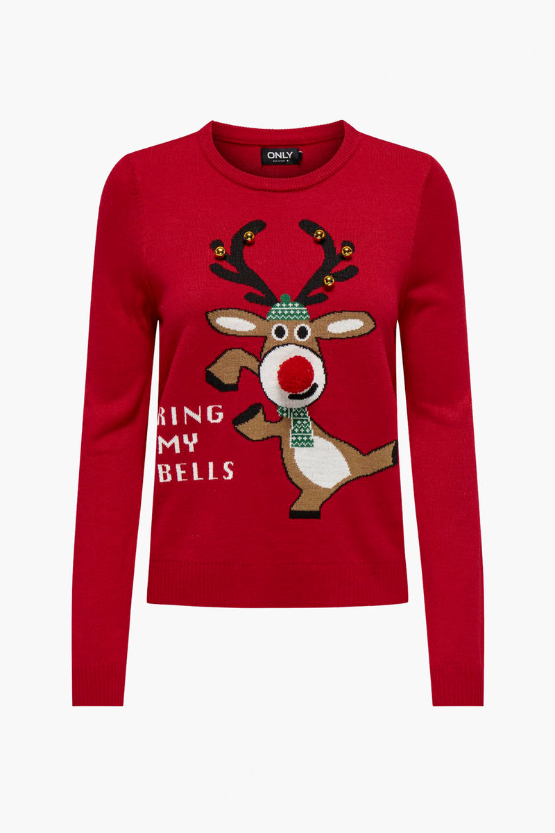 Pull col rond Rouge - ONLY®