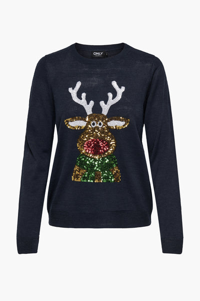Pull col rond Bleu - ONLY®
