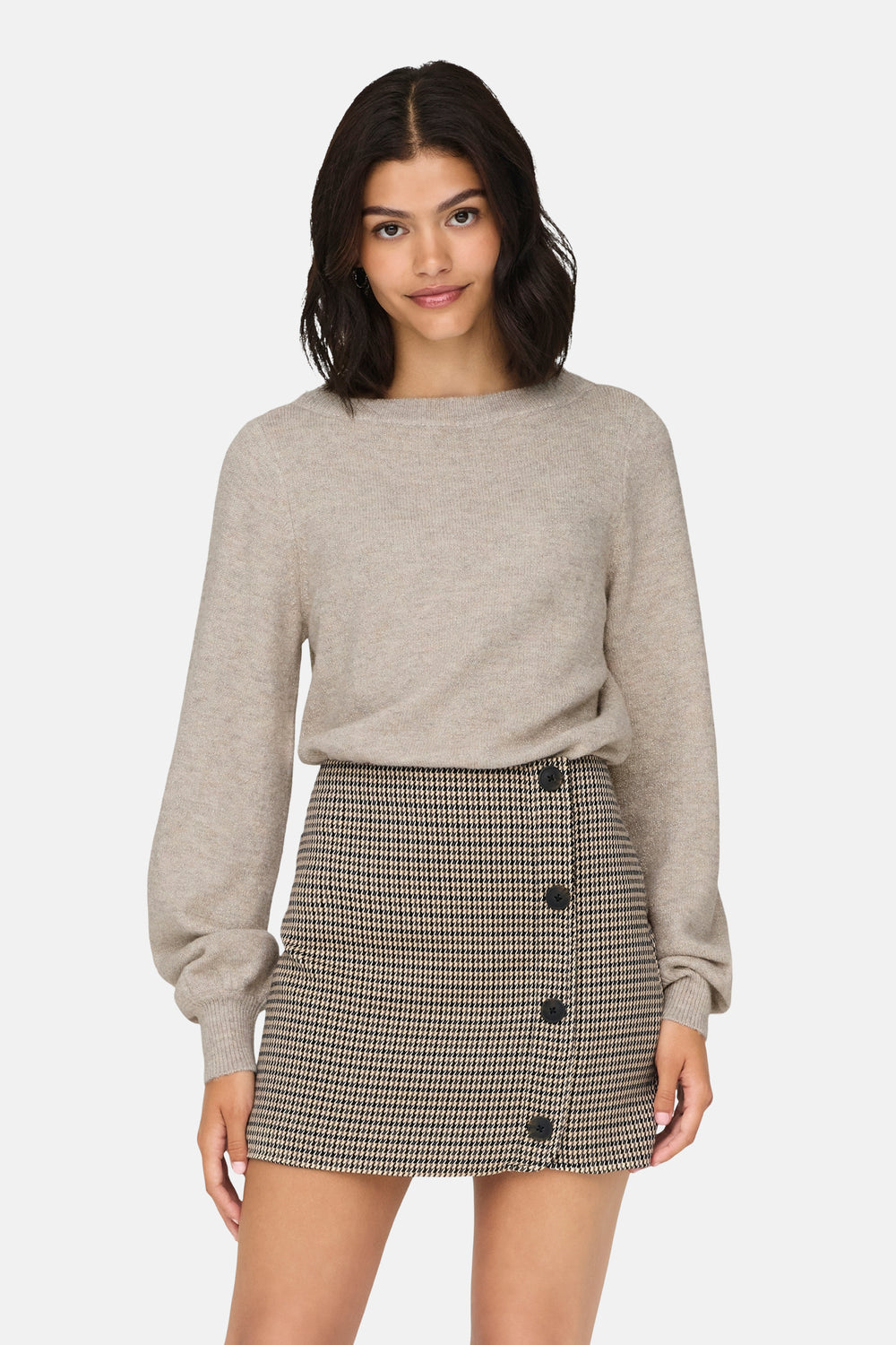 Pull met ronde hals - beige