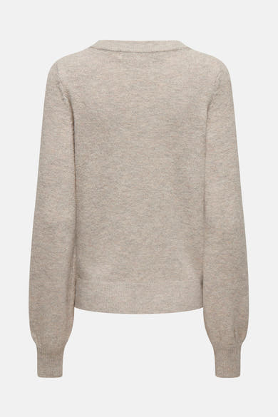 Beige ronde hals trui van JDY, in fijne brei met lange mouwen.