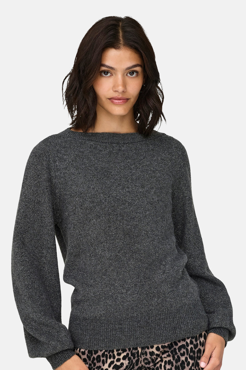 Pull met ronde hals - grijs