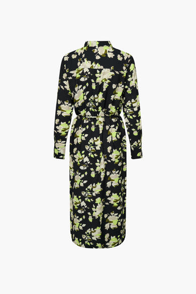 JDY meerkleurige jurk met lange mouwen, bloemenprint en strikceintuur.