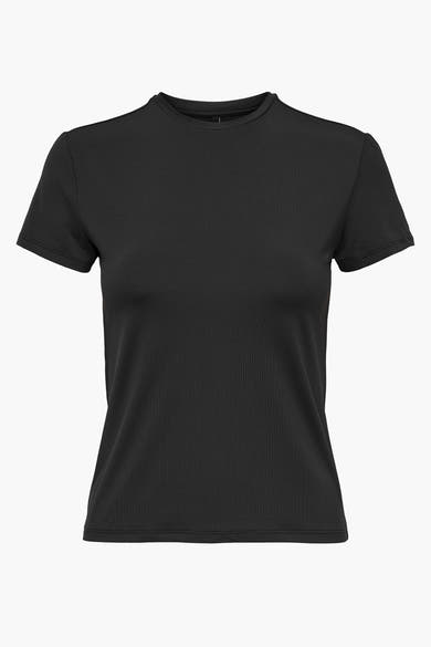 Effaatzwart T-shirt met korte mouwen van ONLY®, met een fijne textuur en een klassieke ronde hals.