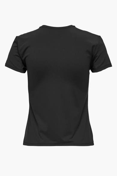 Zwart effen T-shirt met korte mouwen van ONLY, van achteren gezien.