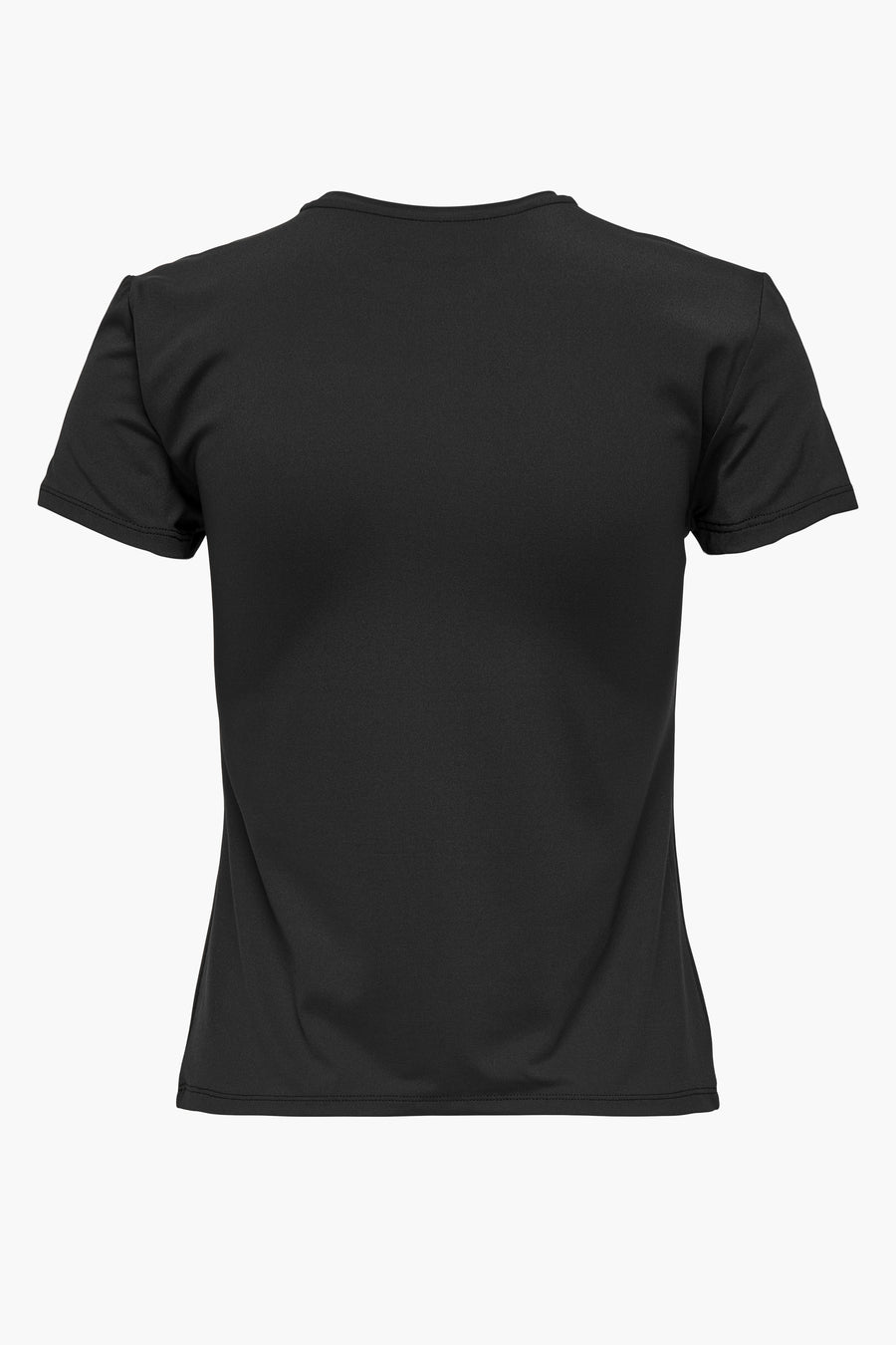 Zwart effen T-shirt met korte mouwen van ONLY, van achteren gezien.
