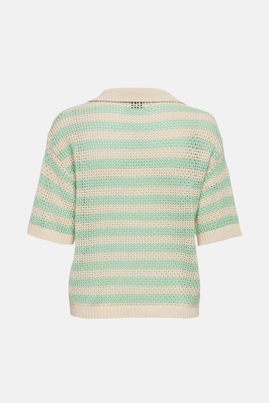 Groen poloshirt met korte mouwen van JDY, horizontale kanten strepen.