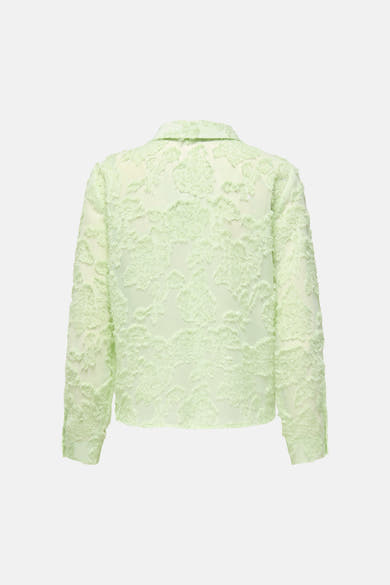 Groen overhemd met lange mouwen van JDY, met all-over textuur bloemenprint, achterzijde.
