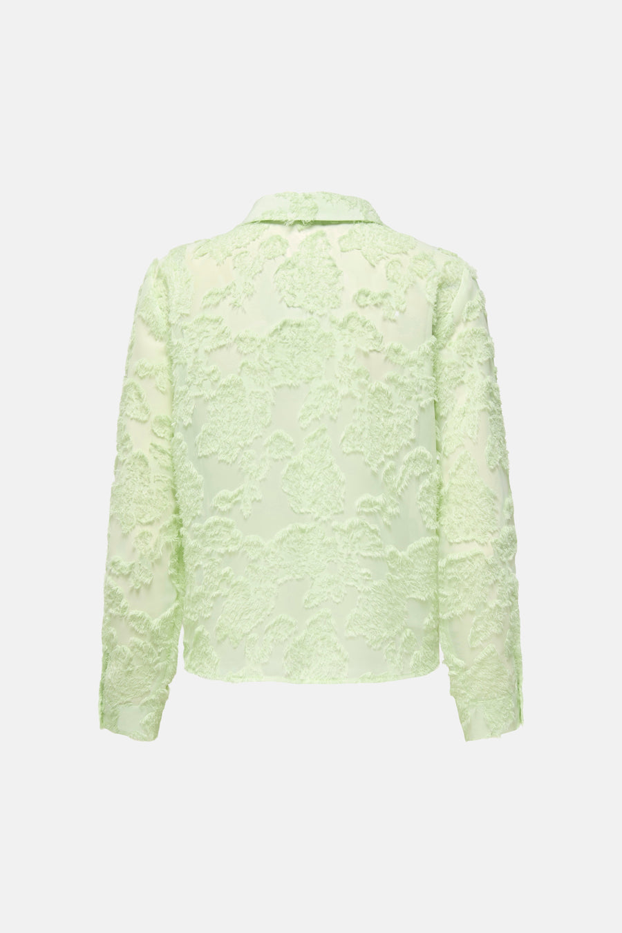 Groen overhemd met lange mouwen van JDY, met all-over textuur bloemenprint, achterzijde.