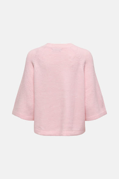 Roze rondehals trui van ONLY, met wijde mouwen en een zachte textuur.