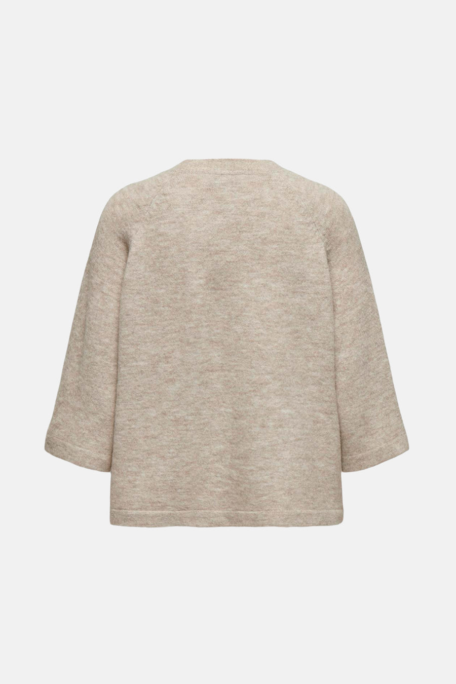Beige ronde hals trui van ONLY®, met een zachte textuur en driekwart mouwen.