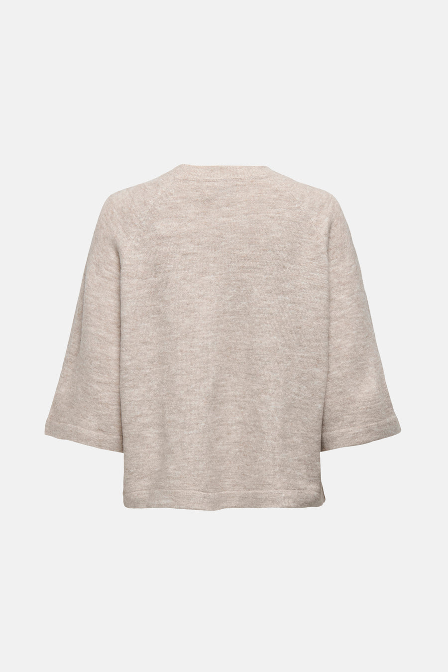 Beige ronde hals trui van ONLY®, in breisel met driekwart mouwen.