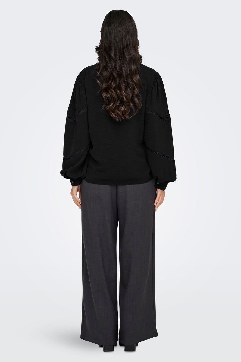 Pull met V-hals - zwart