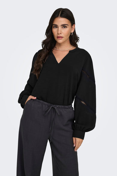 Pull met V-hals - zwart