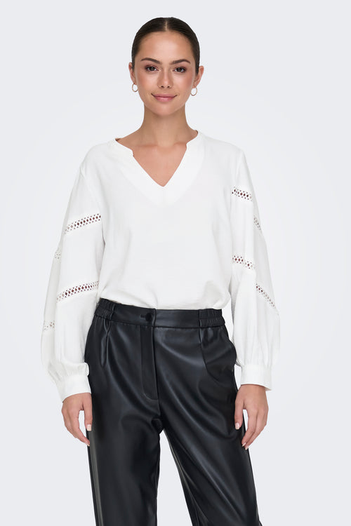 Pull met V-hals - wit