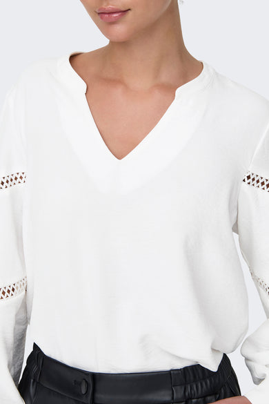 Pull met V-hals - wit