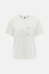 Wit T-shirt met korte mouwen van ONLY, achterkant op effen achtergrond.