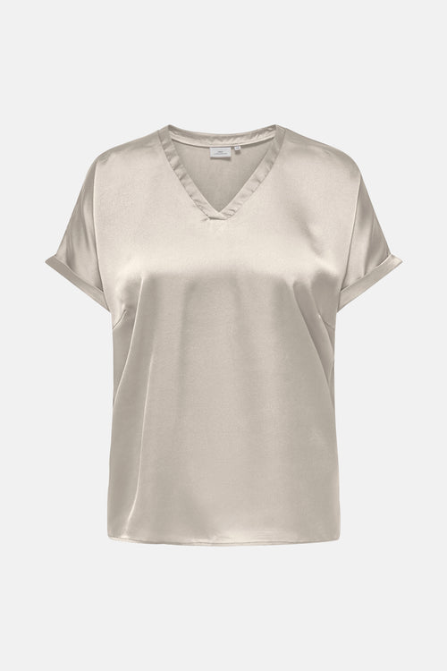 Top uni manches courtes Beige - CARMAKOMA