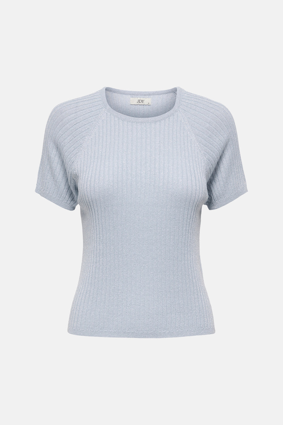 Blauw T-shirt met korte mouwen van JDY, in ribgebreid met raglanmouwen.