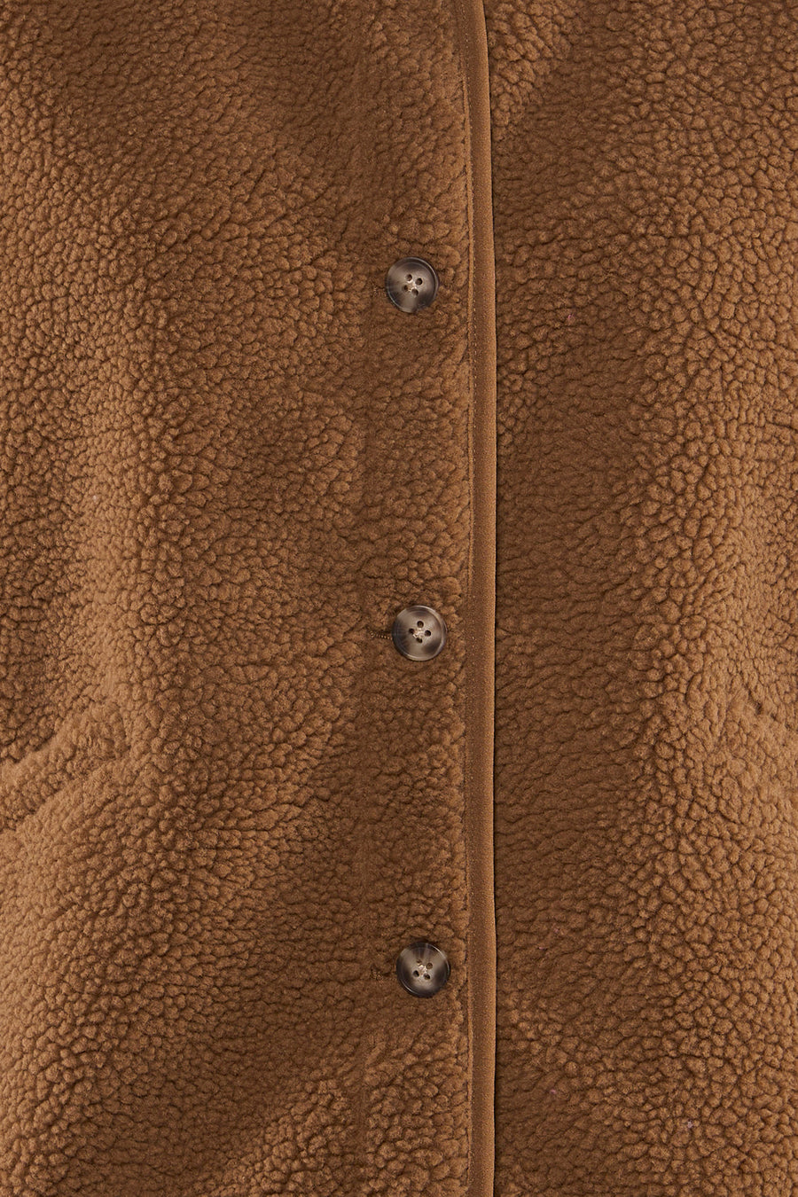 Veste sans manches marron en teddy de ONLY, avec fermeture boutonnée apparente.