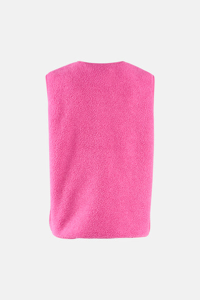 Veste sans manches rose de ONLY®, en tissu bouclé texturé, vue de dos.