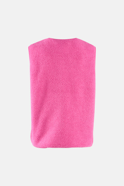 Veste sans manches rose de ONLY®, en tissu bouclé texturé, vue de dos.