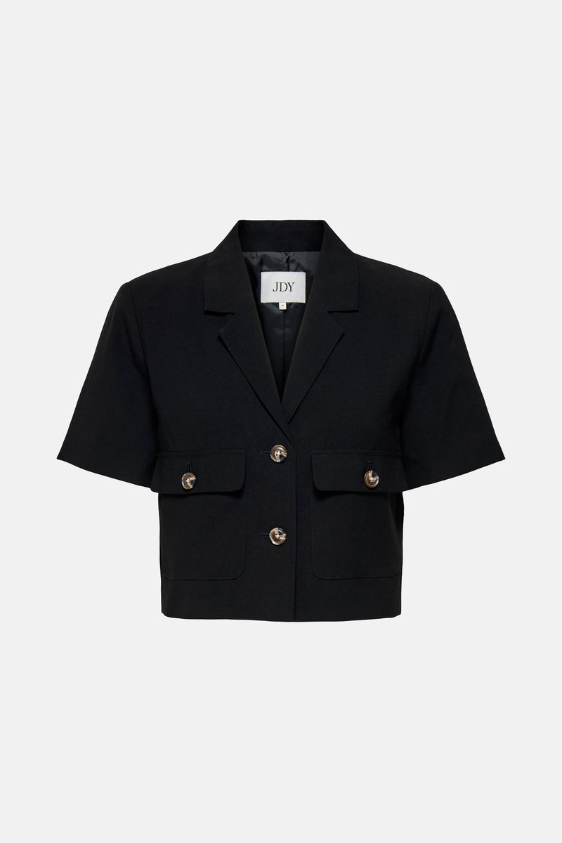 Chemise noire à manches courtes de JDY avec des poches à rabat boutonnées.