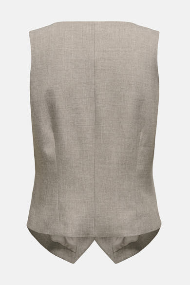 Beige jas van ONLY, van achteren gezien, met een discrete gemêleerde textuur.