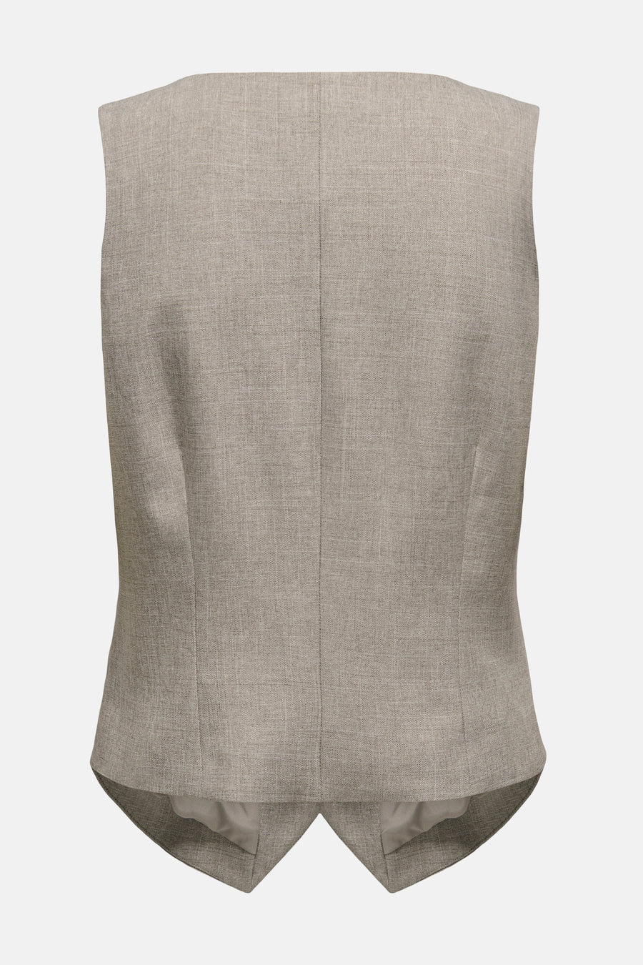 Beige jas van ONLY, van achteren gezien, met een discrete gemêleerde textuur.