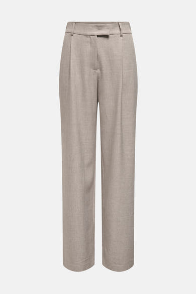 Beige kostuumbroek van ONLY, met een wijde pasvorm en delicate plooien.