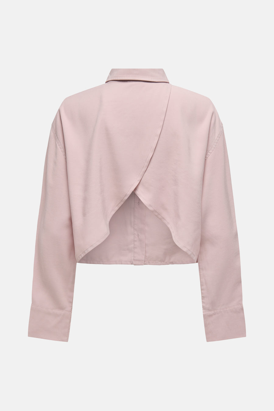 Blouse rose à manches longues de ONLY, avec une coupe croisée au dos.
