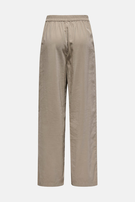 Pantalon beige van ONLY, coupe ample avec taille élastiquée, vue de dos.

