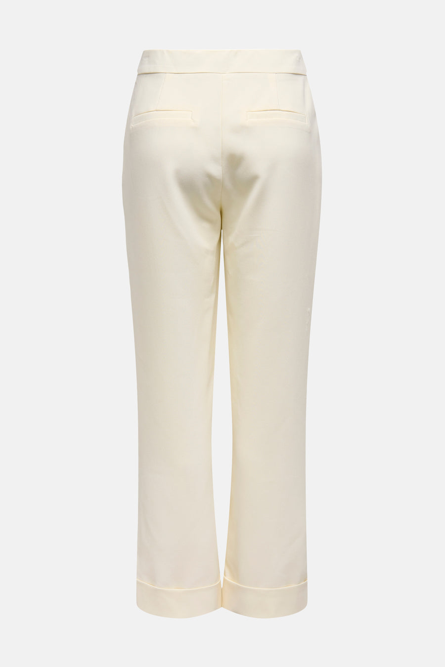 Ecru broek van ONLY, met paspelzakken achter en wijde zomen.
