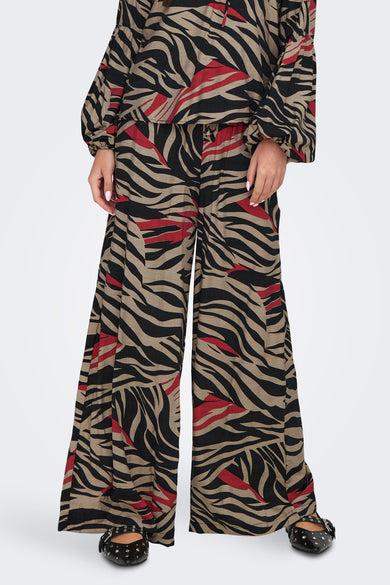 Gekleurde, veelkleurige broek van JDY met zebraprint en een losse pasvorm.