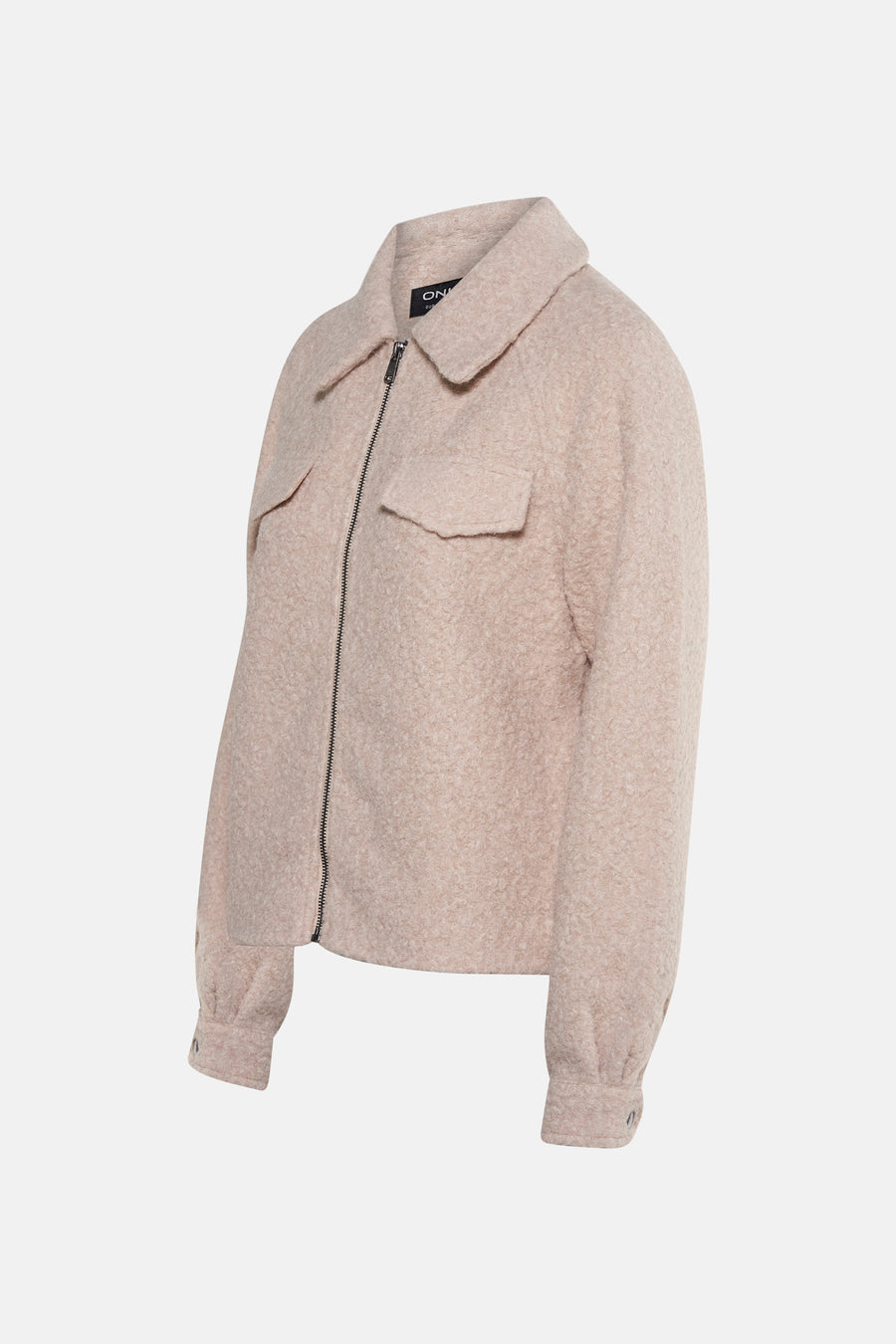 Veste courte beige de ONLY, avec poches plaquées et fermeture éclair.