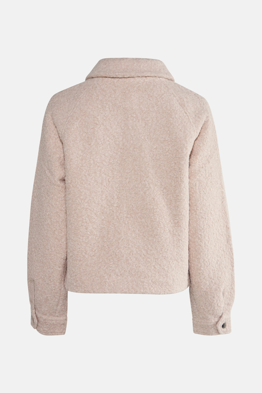 Veste courte beige de ONLY, avec une texture bouclée et une coupe carrée.